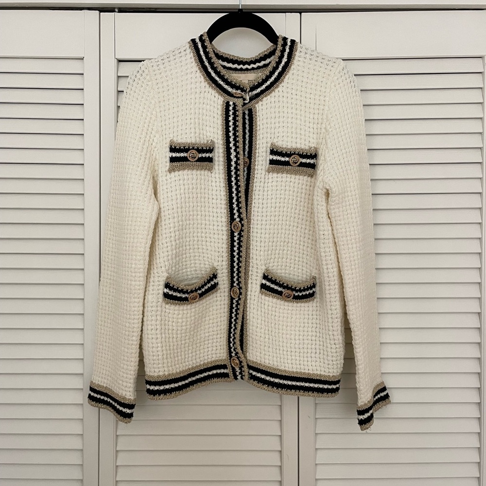 Maje Knit Cardigan With Contrasting Bands Size 2 (equivalent to size M or 38)